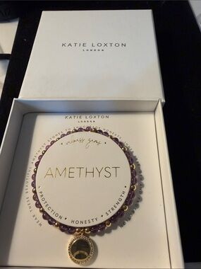 Katie‎ Loxton Amethyst Beaded Charm Bracelet - Purple